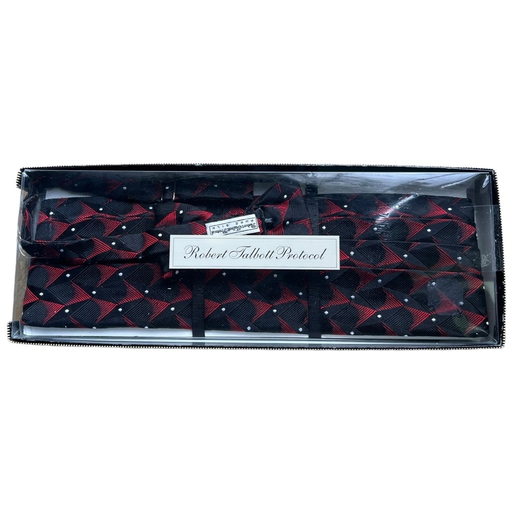 Robert Talbott Protocol Black/Red Jacquard Formal… - image 1
